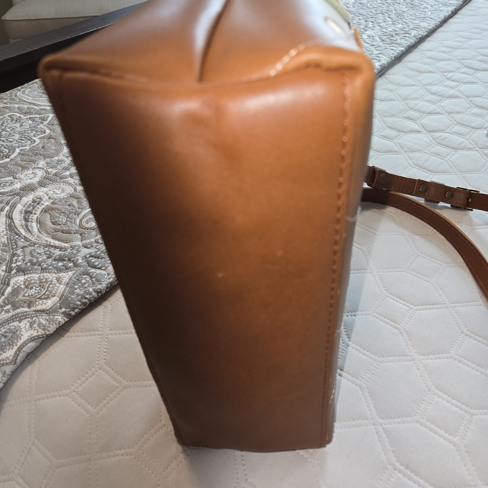 Portland Leather Brown Floral Crossbody Bag - Picture 12 of 14